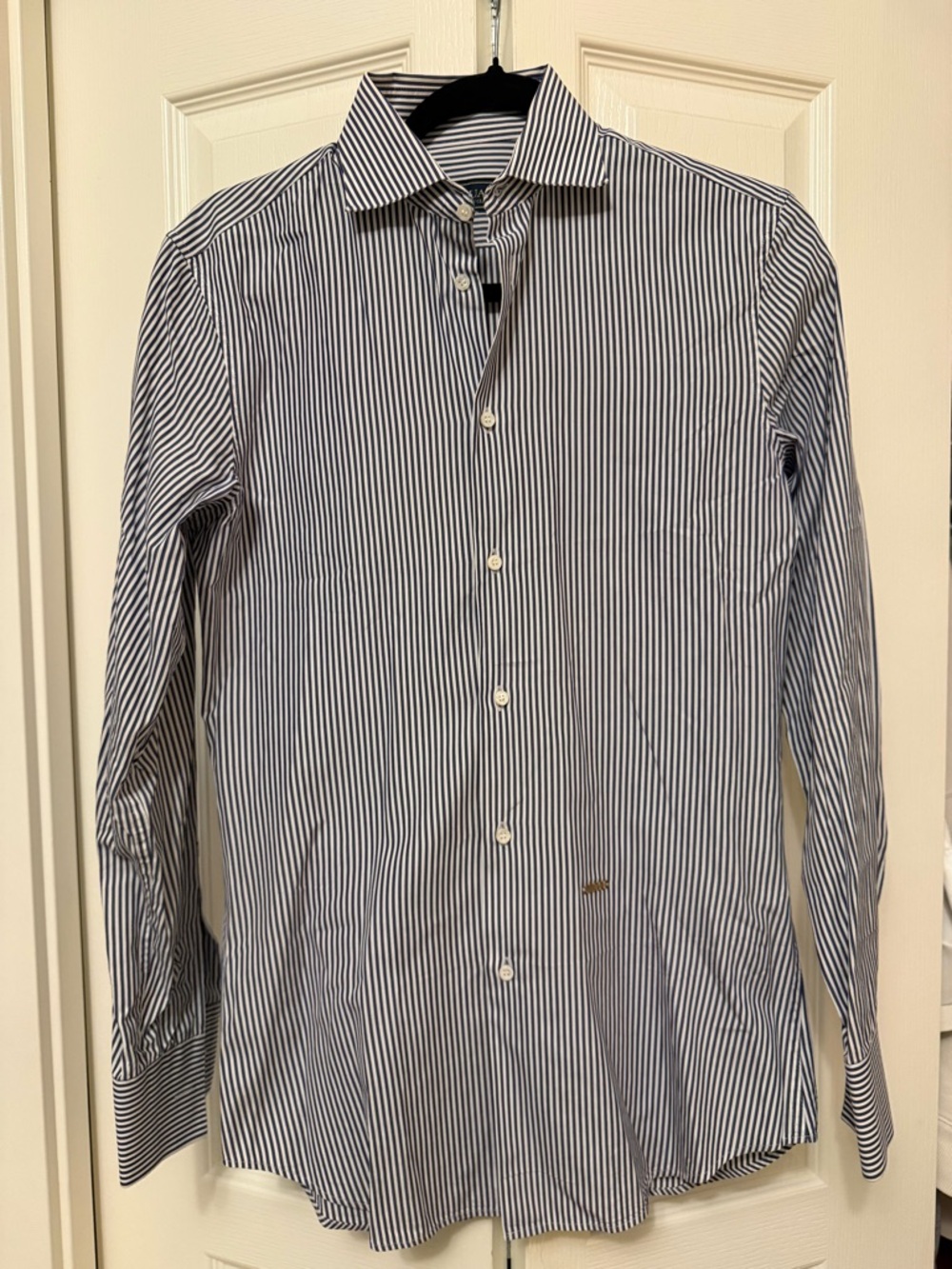 DSQUARED Blue and White Pinstripe Dress Shirt